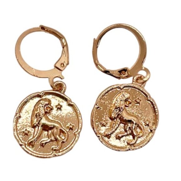 ⭐️❤️ FREE Horoscope Sign Boho Print Peasant Zodiac Modern Minimal Hoop Earrings - Picture 7 of 13